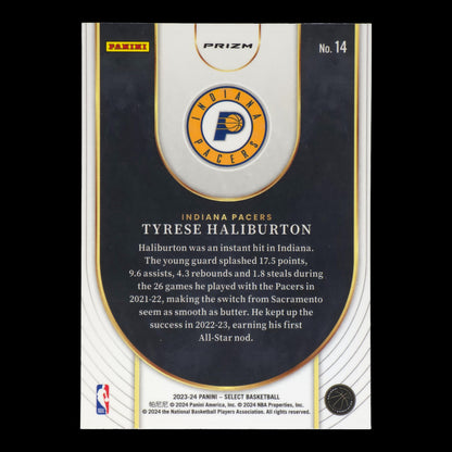 2023-24 TYRESE HALIBURTON Green Neon Icon Select Pacers #14