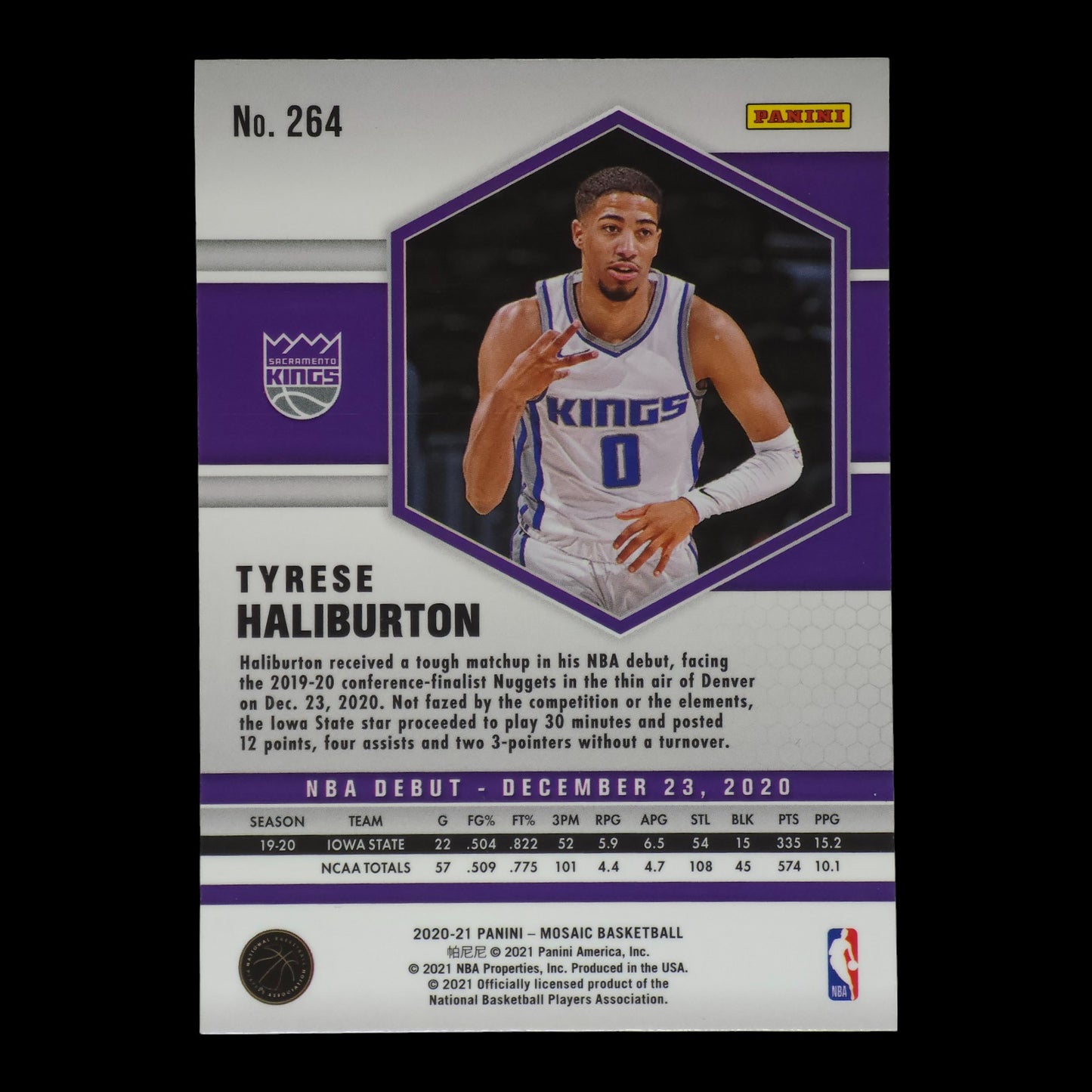 2020-21 TYRESE HALIBURTON Silver NBA Debut Rookie Mosaic Kings #264