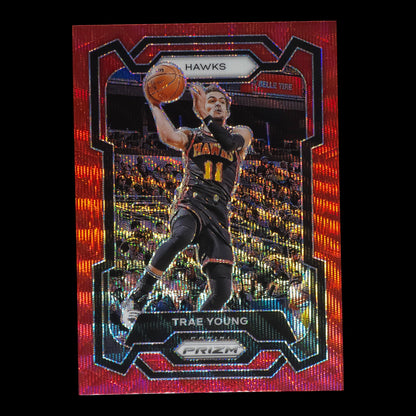 2023-24 TRAE YOUNG Red Wave Prizm Hawks #3