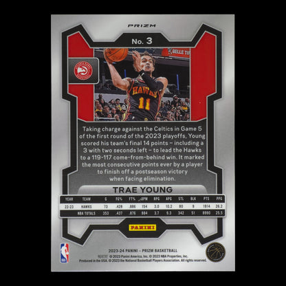 2023-24 TRAE YOUNG Red Wave Prizm Hawks #3
