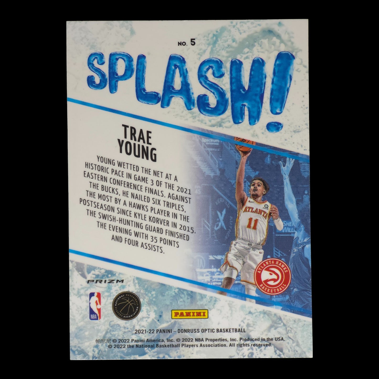 2021-22 TRAE YOUNG Purple Splash Optic Hawks #5