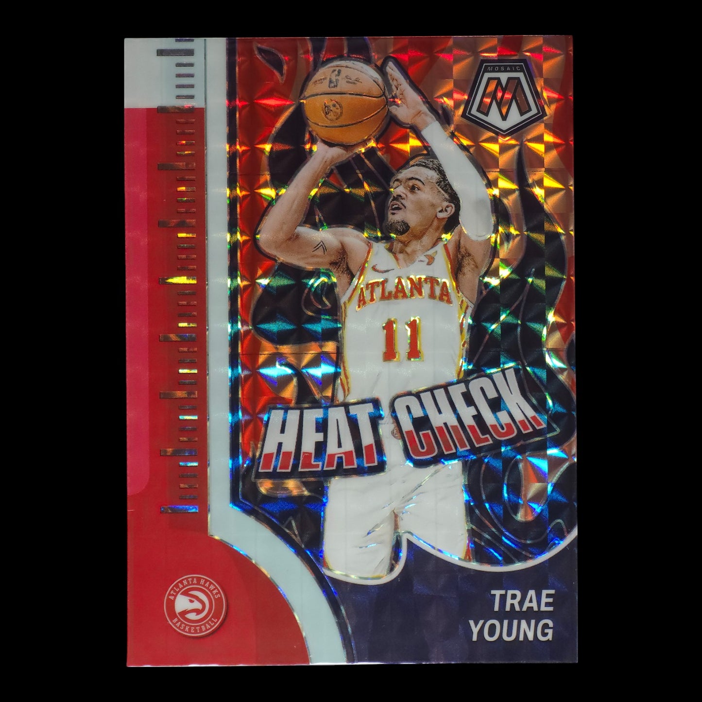 2023-24 TRAE YOUNG Silver Mosaic Heat Check Mosaic Hawks #11