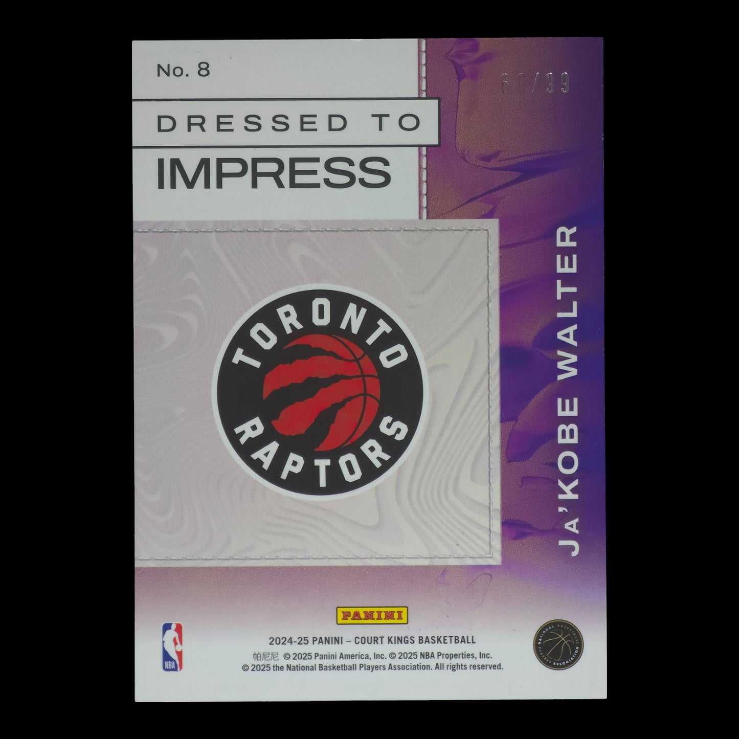 2024-25 JA'KOBE WALTER Rookie Amber Dressed to impress 60/99 Court Kings #8