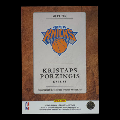 2024-25 KRISTAPS PORZINGIS Provenance On Card Auto 4/25 Origins PA-POR