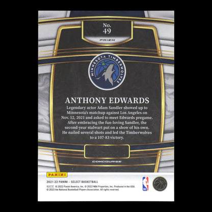 2021-22 ANTHONY EDWARDS Concourse Blue Shimmer Select Timberwolves #49