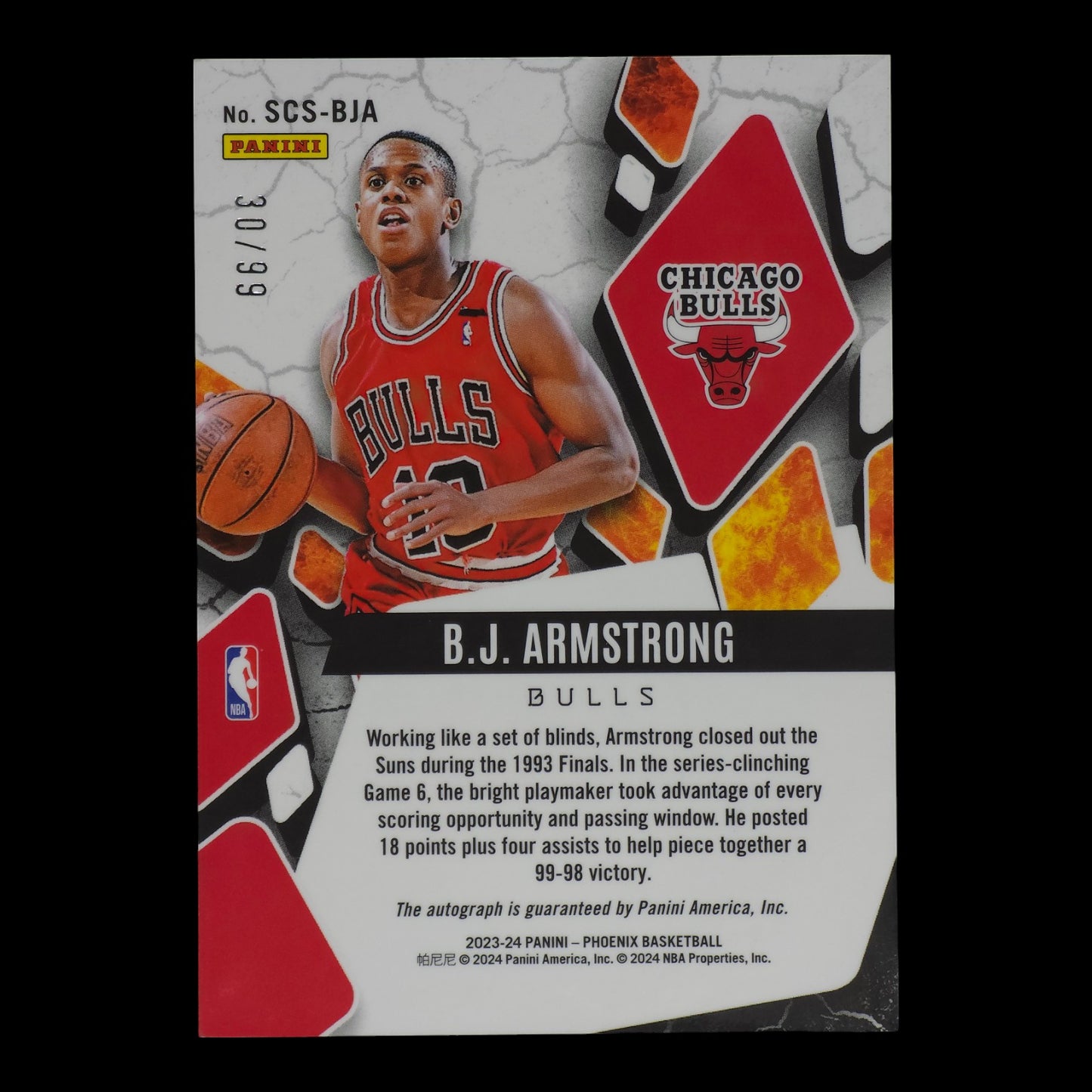 2023-24 B.J ARMSTRONG Scorched Autograph 30/99 Phoenix Bulls SCS-BJA