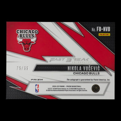 2024-25 NIKOLA VUCEVIC Fast Break Autographs 75/99 Prizm Bulls FB-NVB