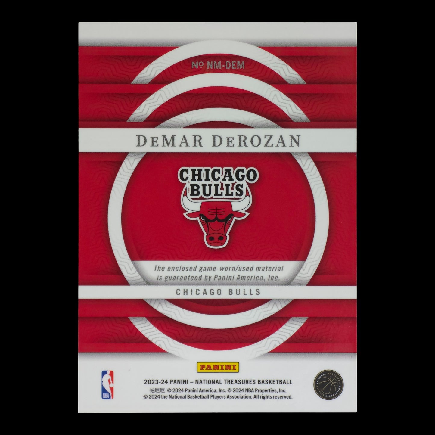 2023-24 DeMAR DeROZAN NBA Materials Game Worn 21/99 National Treasures NM-DEM