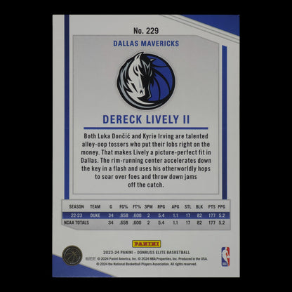 2023-24 DERICK LIVELY II Rookie Red 64/88 Elite Mavericks #229