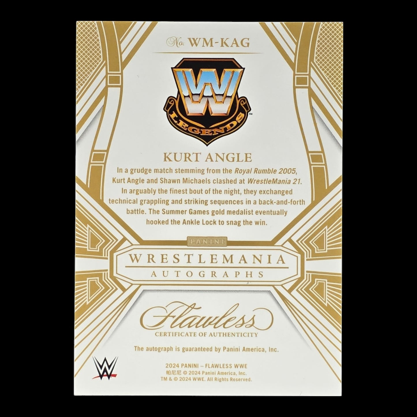 2024 KURT ANGLE Wrestlemania Autographs On-Card 18/25 Flawless #WM-KAG