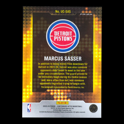 2023-24 MARCUS SASSER Up & Coming Autograph 94/125 Contenders Optic US-SAS