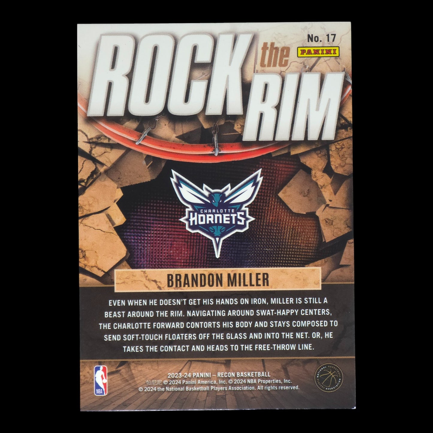 2023-24 BRANDON MILLER Rock The Rim Rookie Recon Hornets #17