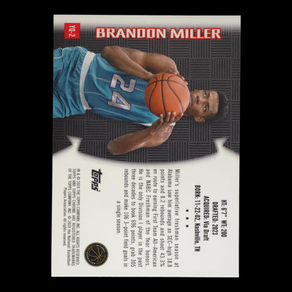 2023-24 BRANDON MILLER Youthquake Topps Chrome Hornets