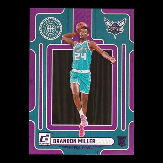 2023-24 BRANDON MILLER Hardwood Masters Purple Press Proof Donruss Hornets #7