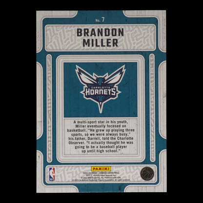 2023-24 BRANDON MILLER Hardwood Masters Purple Press Proof Donruss Hornets #7