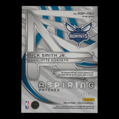 2023-24 NICK SMITH JR. Rookie Aspiring Patches 74/99 Spectra Hornets ASP-NSJ