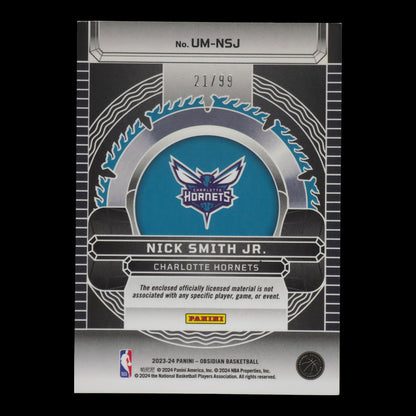 2023-24 NICK SMITH JR. Rookie Unbreakable Orange 21/99 Obsidian Hornets UM-NSJ