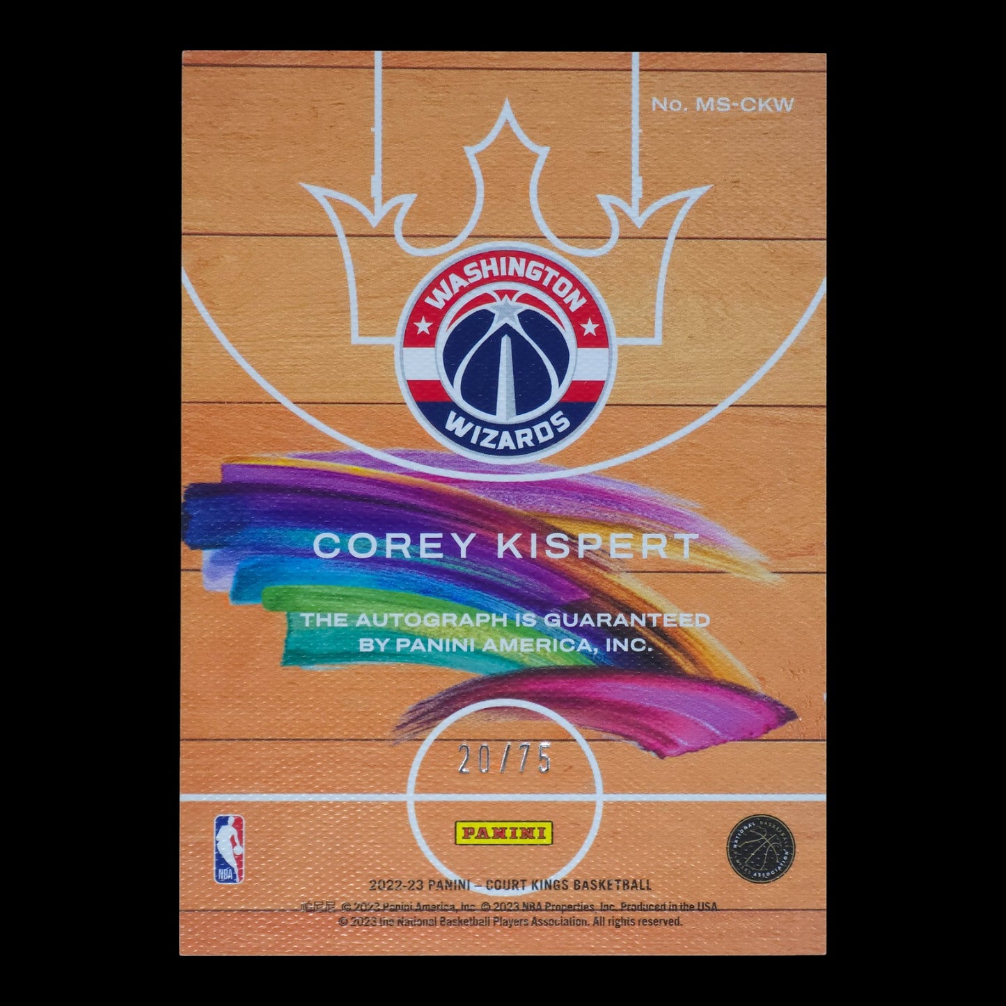2022-23 COREY KISPERT Masterstrokes Auto 20/75 Court Kings Wizards MS-CKW