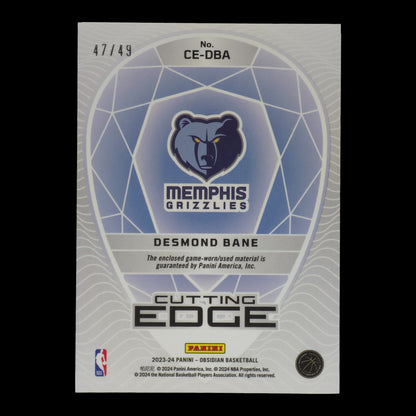 2023-24 DEMOND BANE Cutting Edge Purple Etch 47/49 Obsidian Grizzlies CE-DBA
