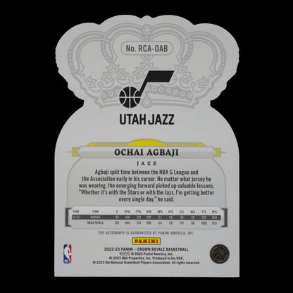 2022-23 OCHAI AGBAJI Red Autograph 3/18 Crown Royale Jazz RCA-OAB