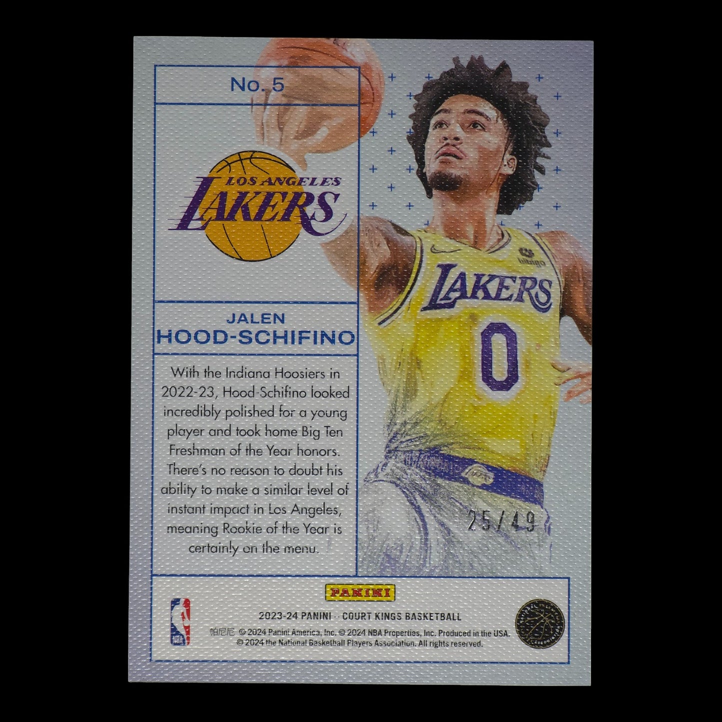 2023-24 JALEN HOOD-SCHIFINO Works in Progress 25/49 Court kings Lakers #5