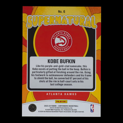 2023-24 KOBE BUFKIN Supernatural Contenders Hawks #6
