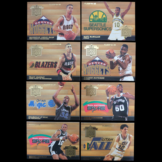 1994-95 Fleer NBA LEAGUE LEADER Complete set 1-8 Shaq, Rodman