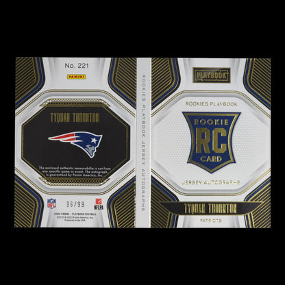 2022-23 TYQUAN THORNTON Rookies Playbook Jersey Auto 96/99 Patriots #221