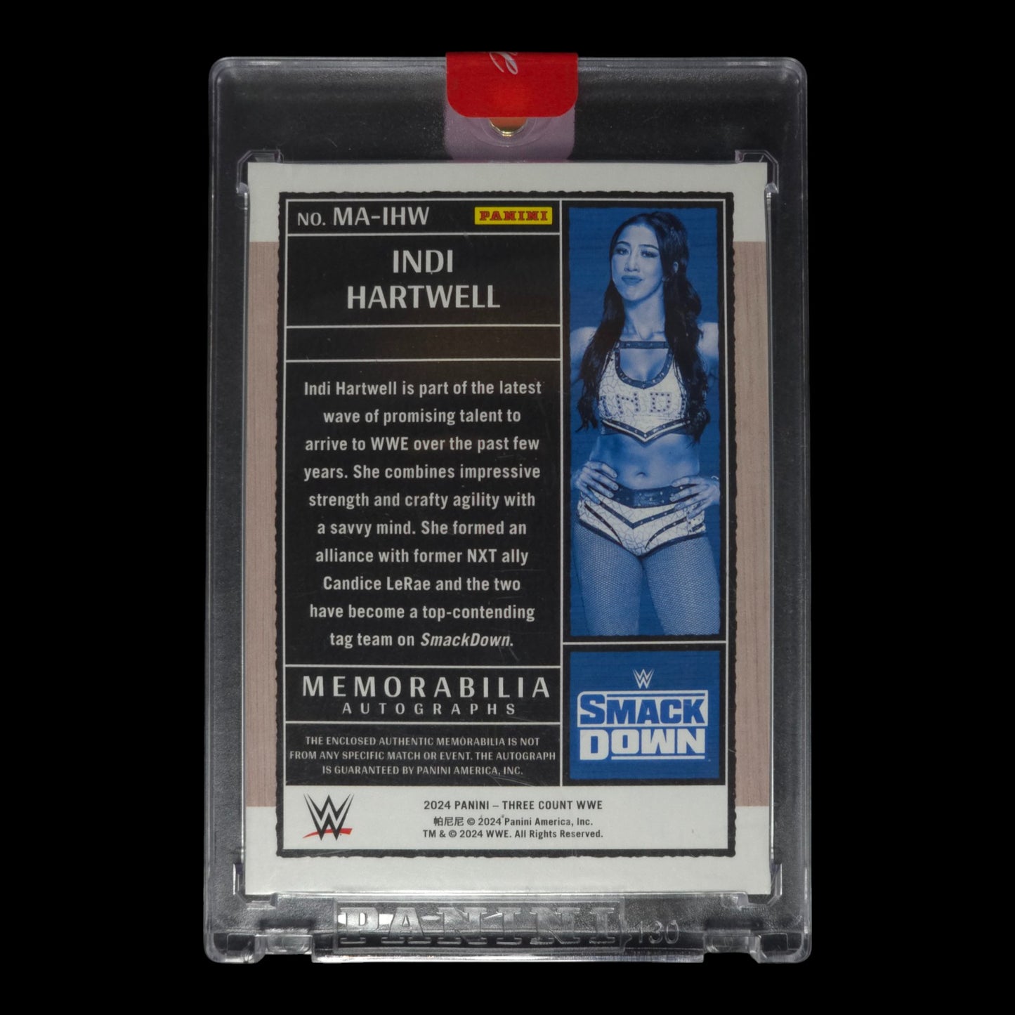 2024 INDI HARTWELL Memorabilia Autographs 53/149 Panini Three Count MA-IHW
