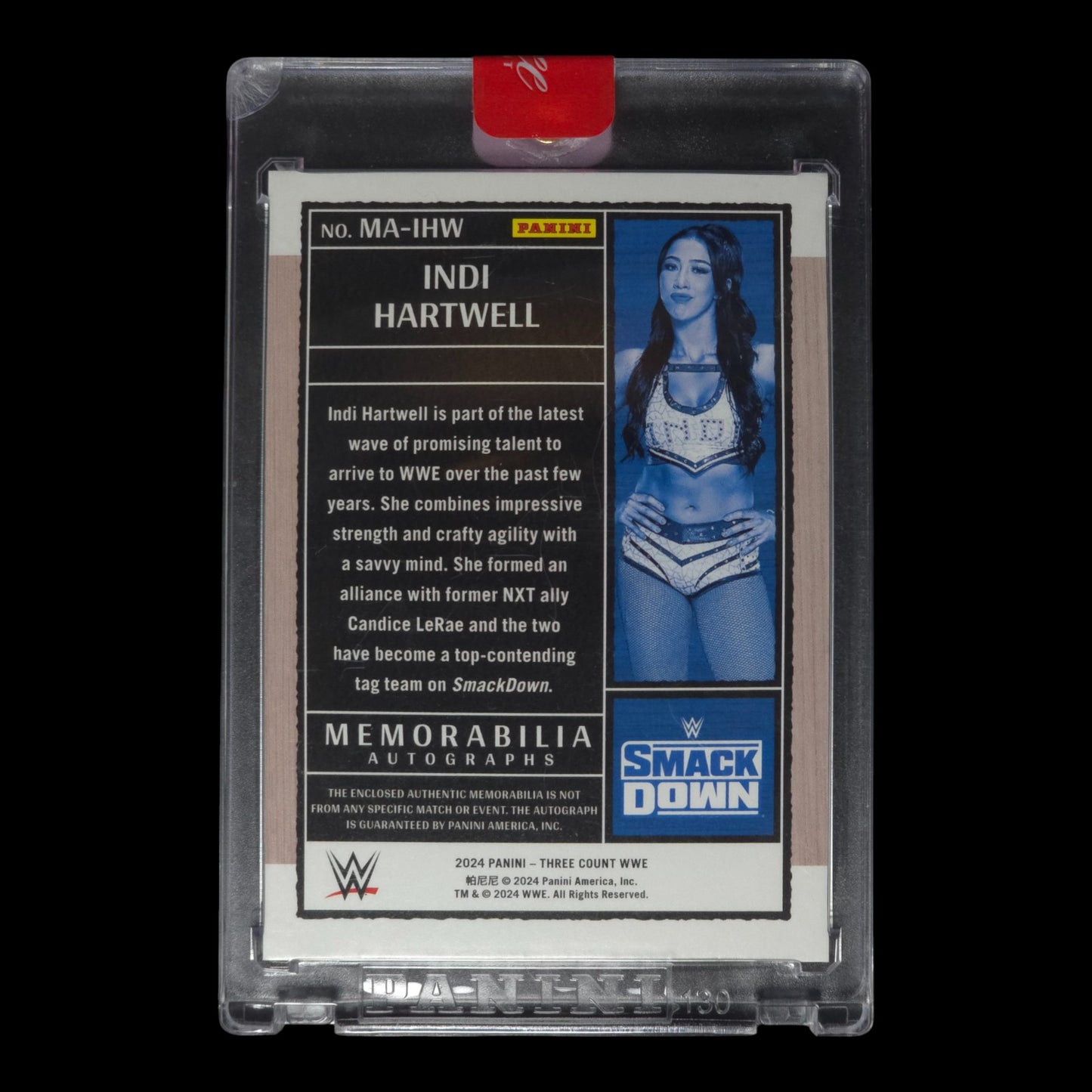 2024 INDI HARTWELL Memorabilia Autographs 39/149 Panini Three Count MA-IHW