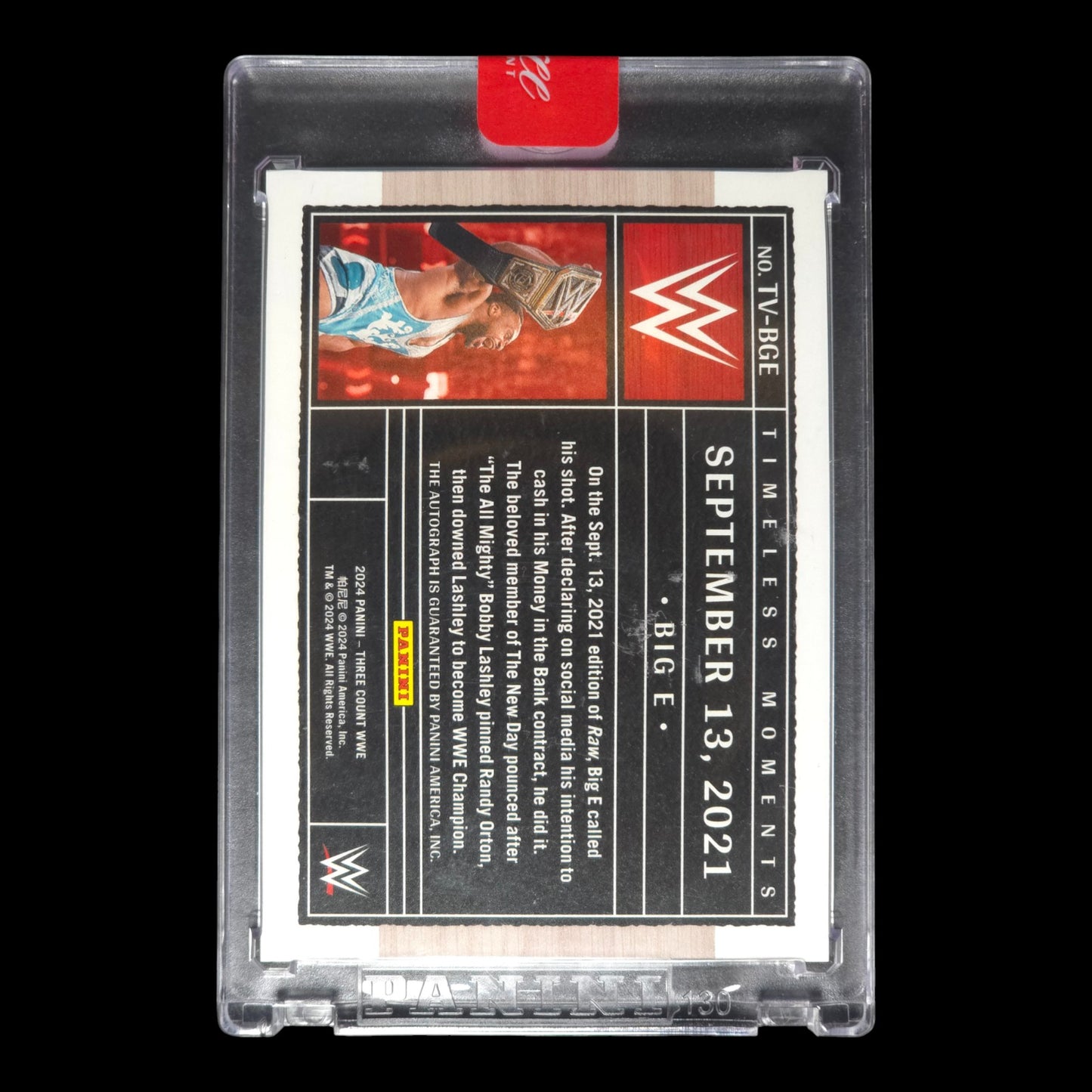 2024 BIG E Purple Timeless Moments Autographs 41/49 Panini Three Count TV-BGE