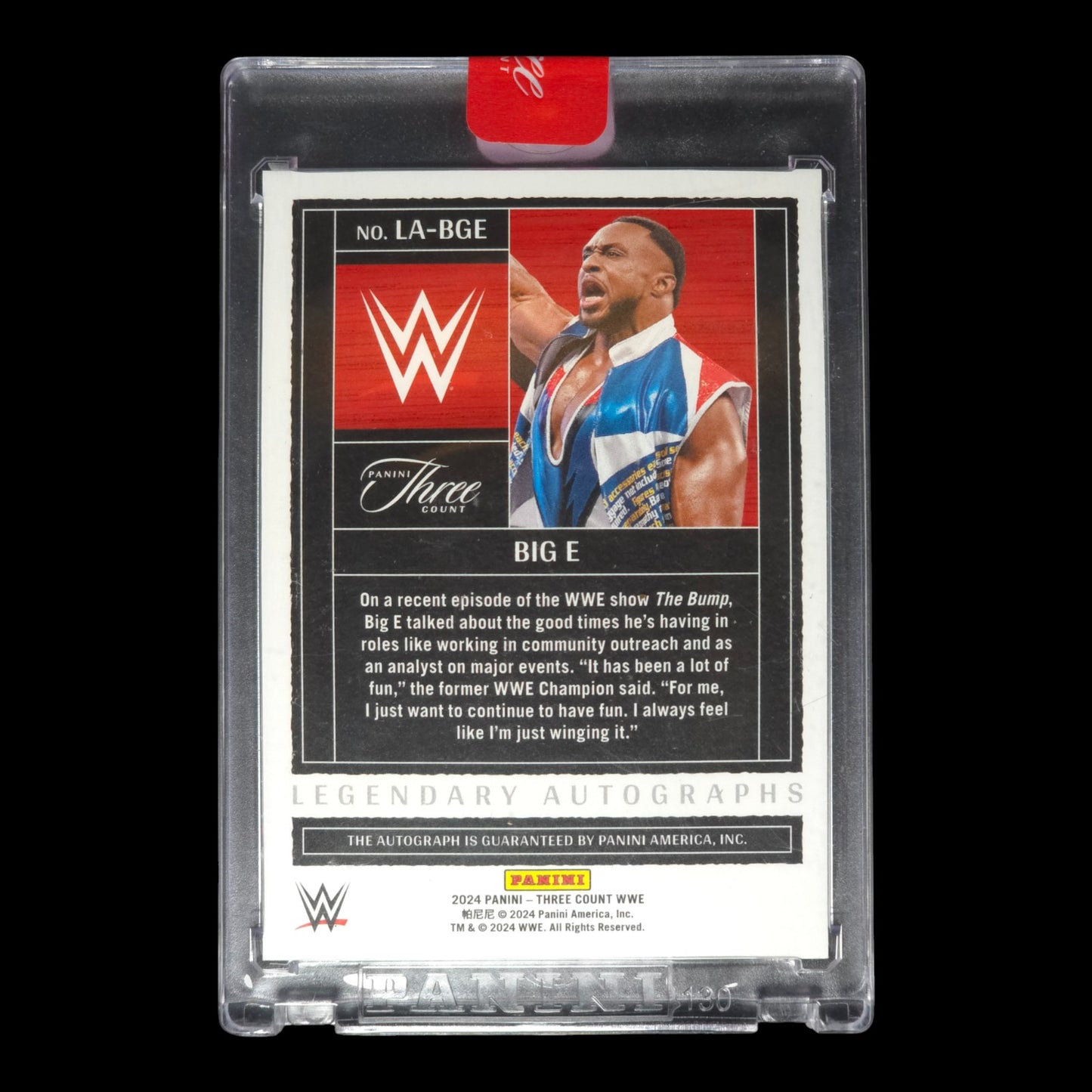 2024 BIG E Legendary Autographs 49/99 Panini Three Count LA-BGE