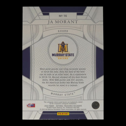 2022 JA MORANT 38/49 National Treasures Collegiate #16