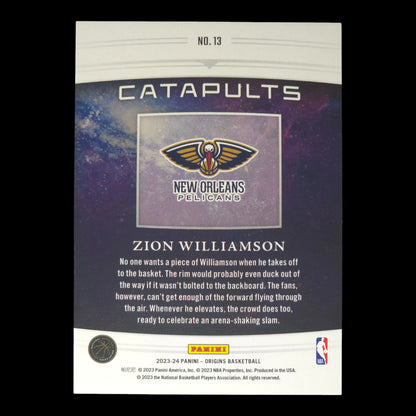 2023-24 ZION WILLIAMSON Catapults Turquoise 12/25 Origins Pelicans #13