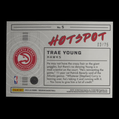 2023-24 TRAE YOUNG Hotspot Orange 3/75 Obsidian Hawks #5