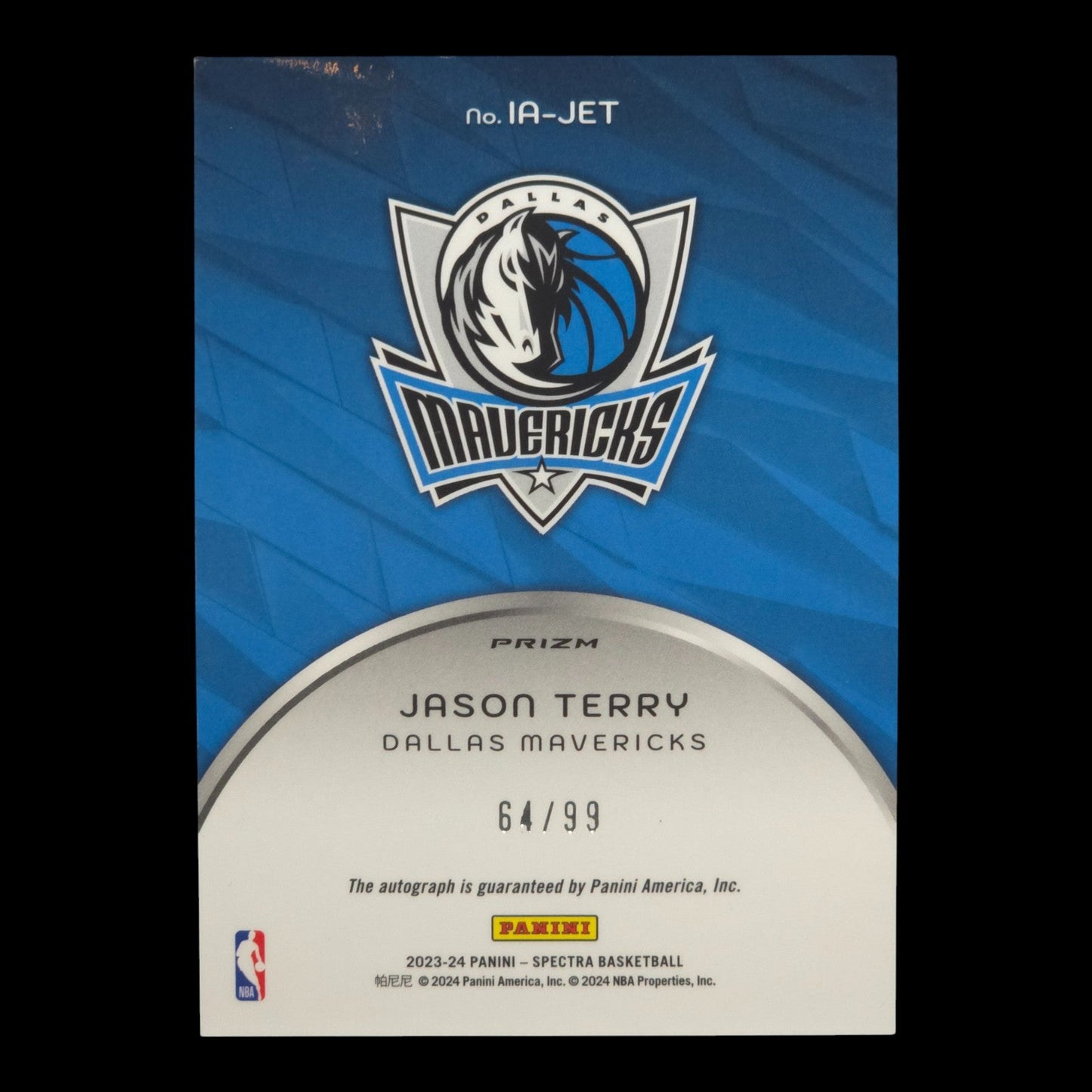 2023-24 JASON TERRY Icons Auto 64/99 Spectra Mavericks IA-JET