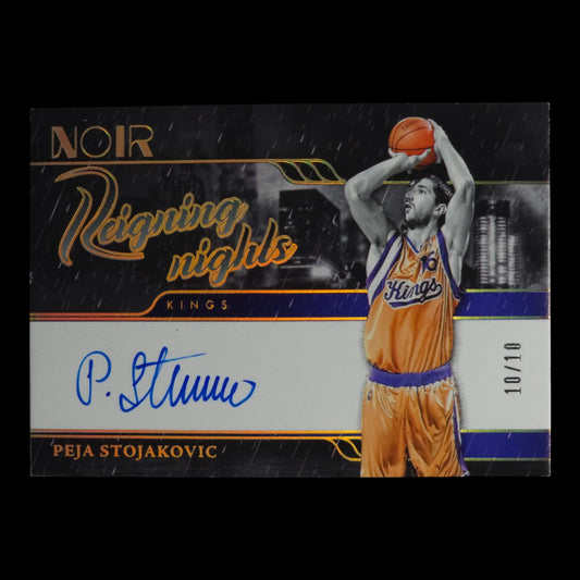 2023-24 PEJA STOJAKOVIC Reigning Nights Autograph Gold 10/10 Noir Kings RNS-PJS
