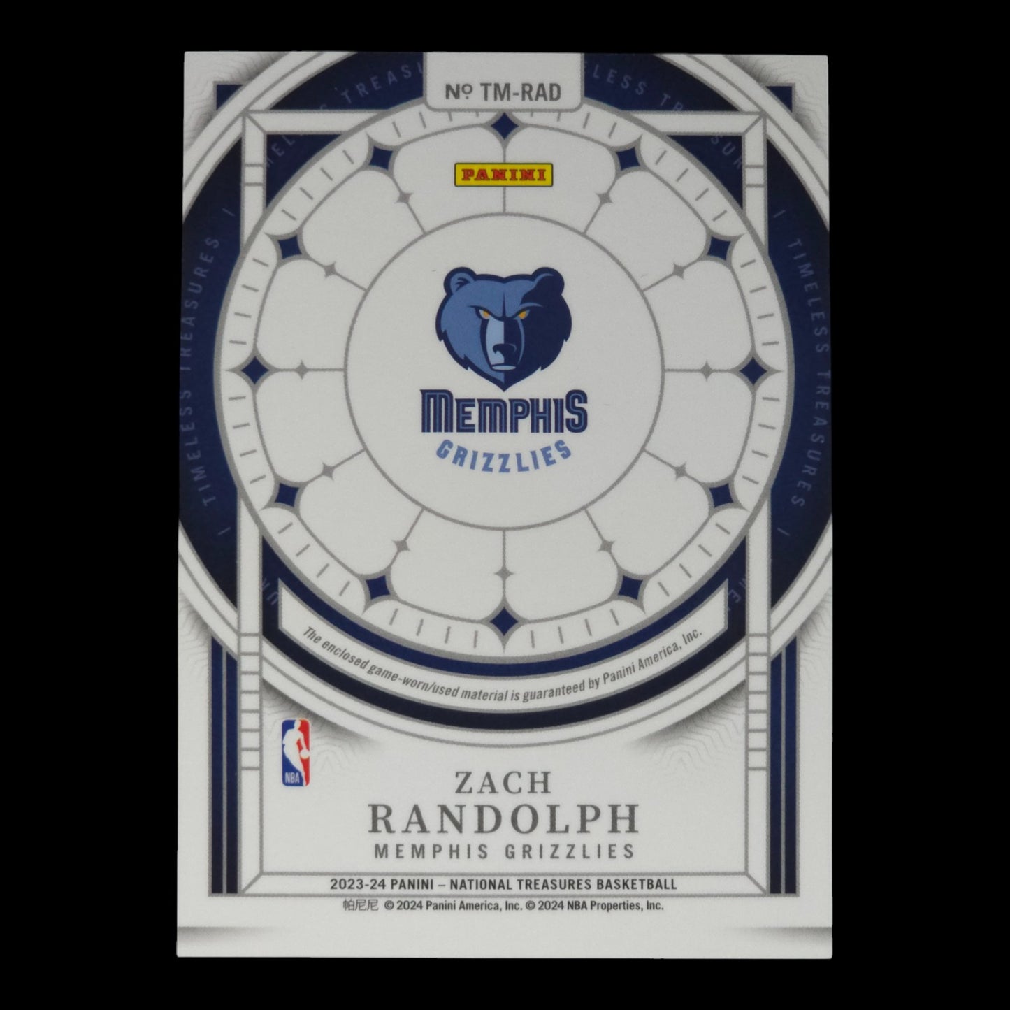 2023-24 ZACH RANDOLPH Timeless Treasures Materials 52/99 Game Worn NT TM-RAD