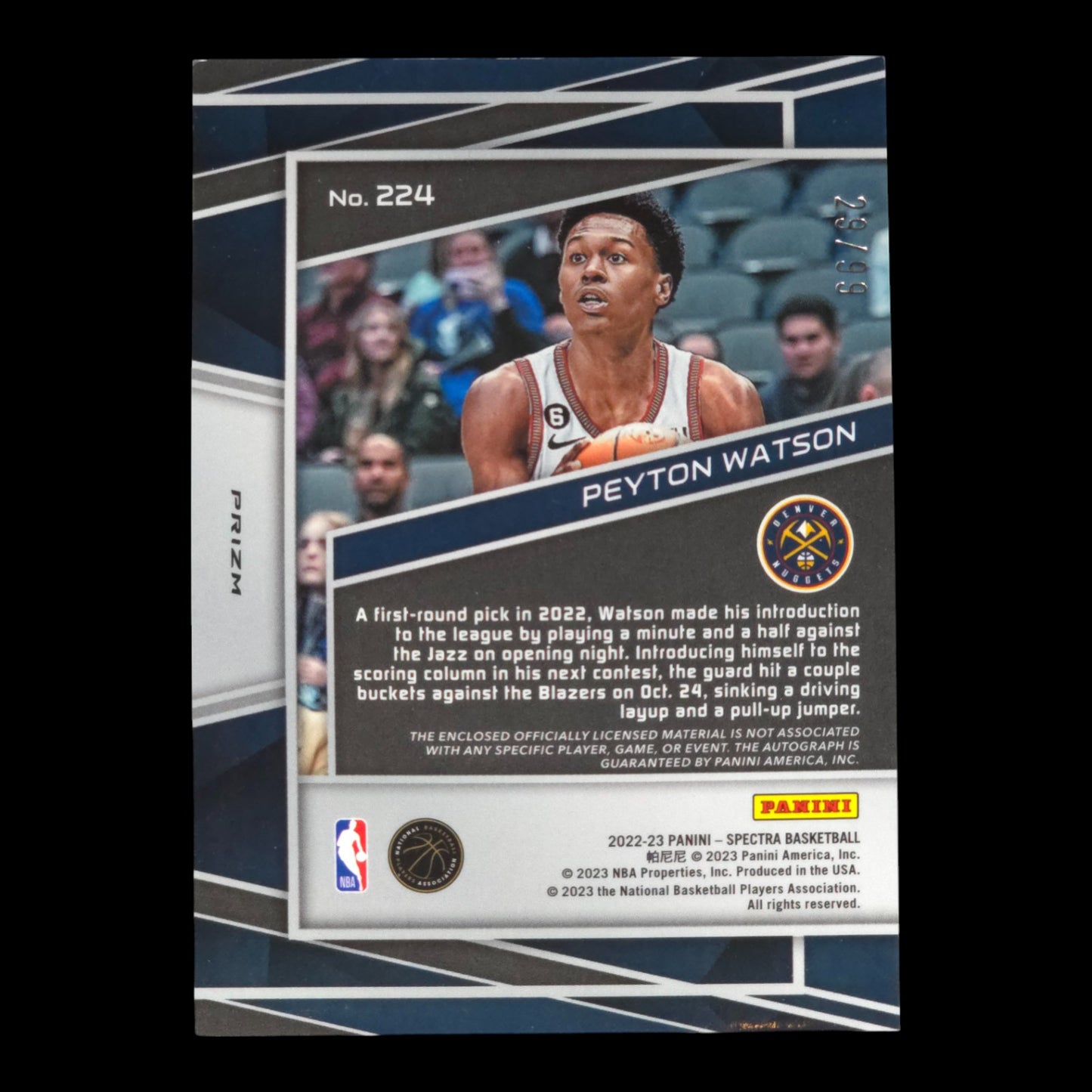 2022-23 PEYTON WATSON RPA 29/99 Spectra Nuggets #224