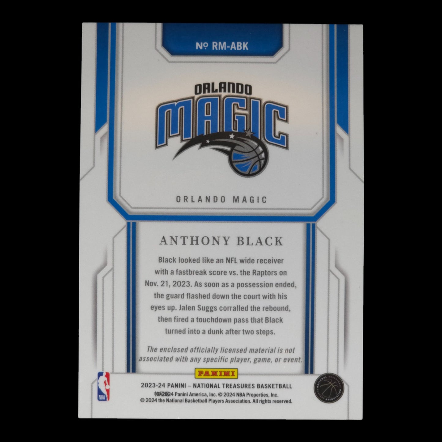 2023-24 ANTHONY BLACK Rookie Materials 11/99 National Treasures Magic RM-ABK