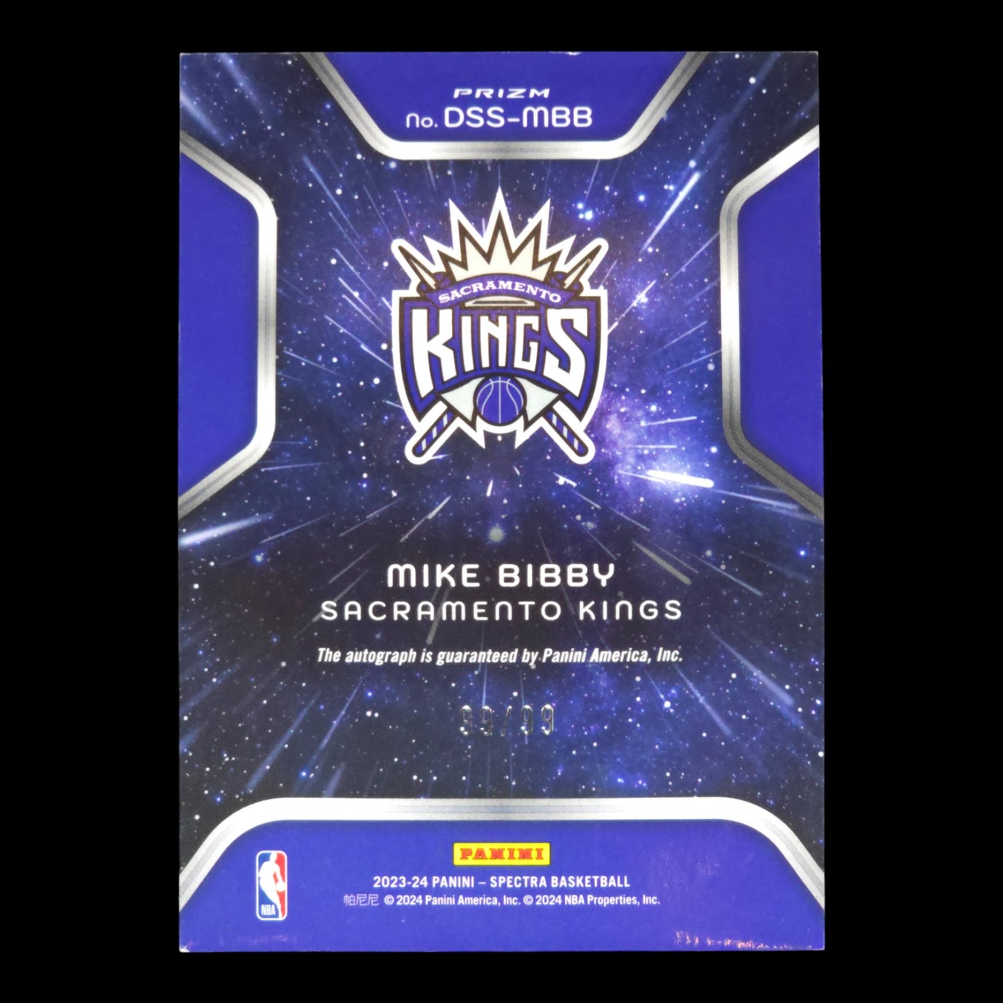 2023-24 MIKE BIBBY Deep Space Auto 99/99 Spectra Kings DSS-MBB