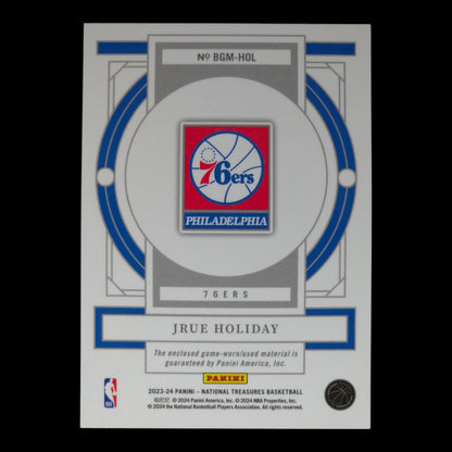 2023-24 JRUE HOLIDAY Biography Materials 61/99 Game Worn NT 76ers BGM-HOL
