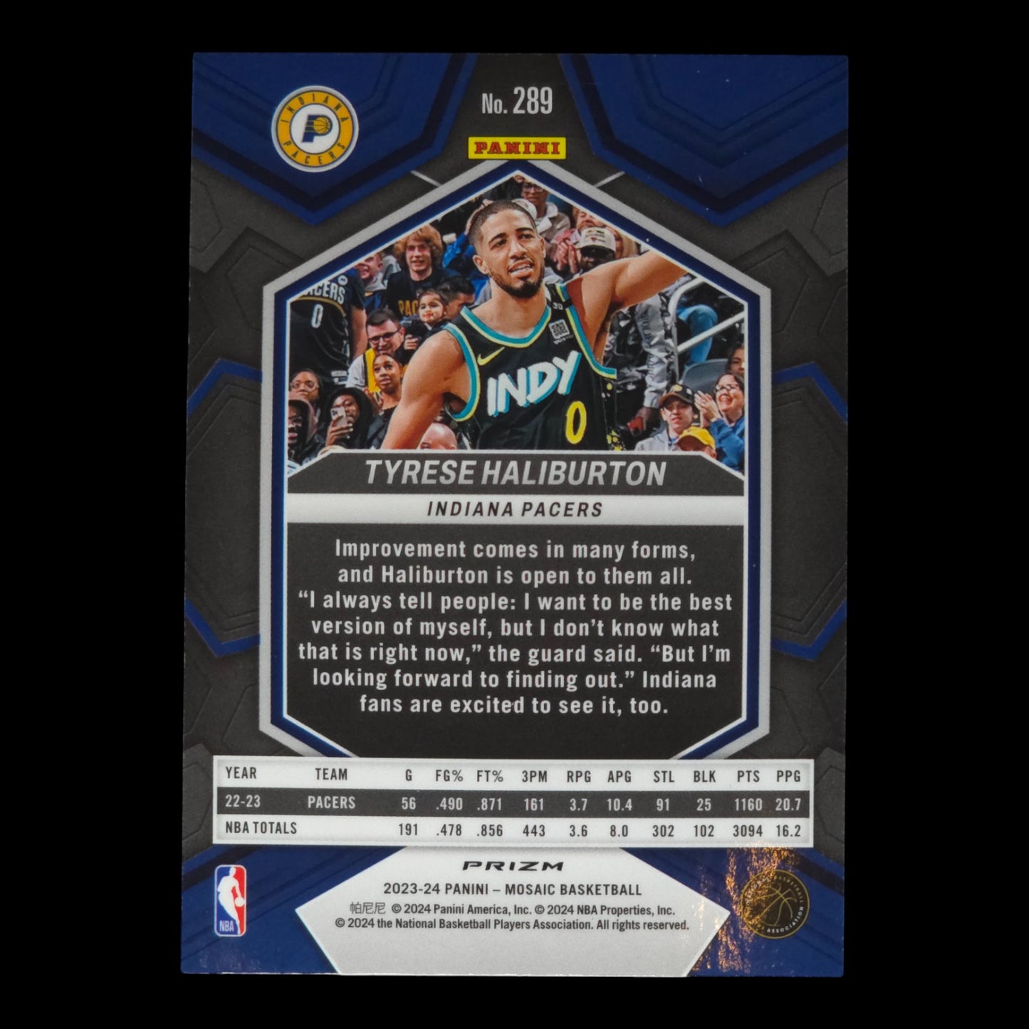 2023-24 TYRESE HALIBURTON City Edition Glitter SP Mosaic Pacers #289