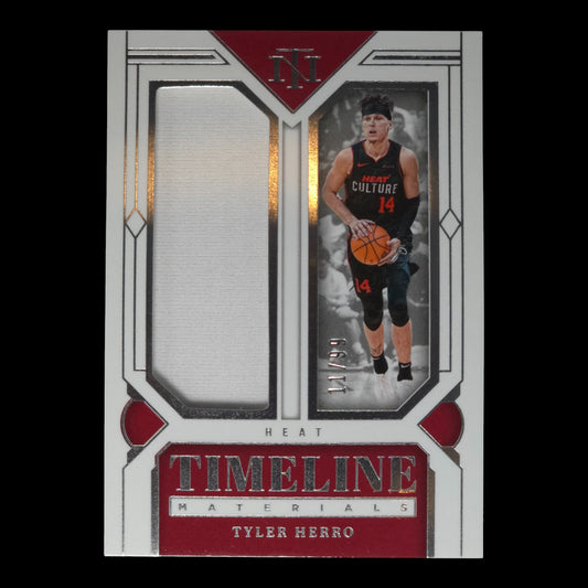 2023-24 TYLER HERO Timeline Materials 11/99 Game Worn National Treasures TM-HER