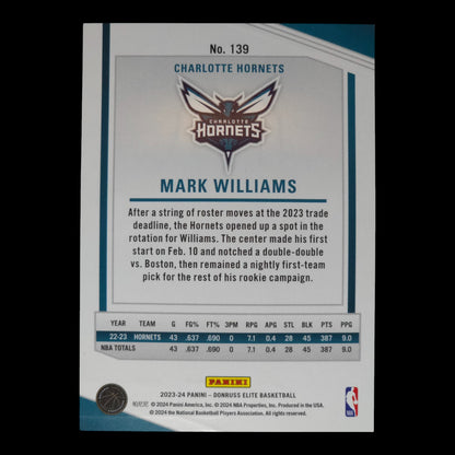2023-24 MARK WILLIAMS Gold Bookend 10/10 Elite Hornets #139