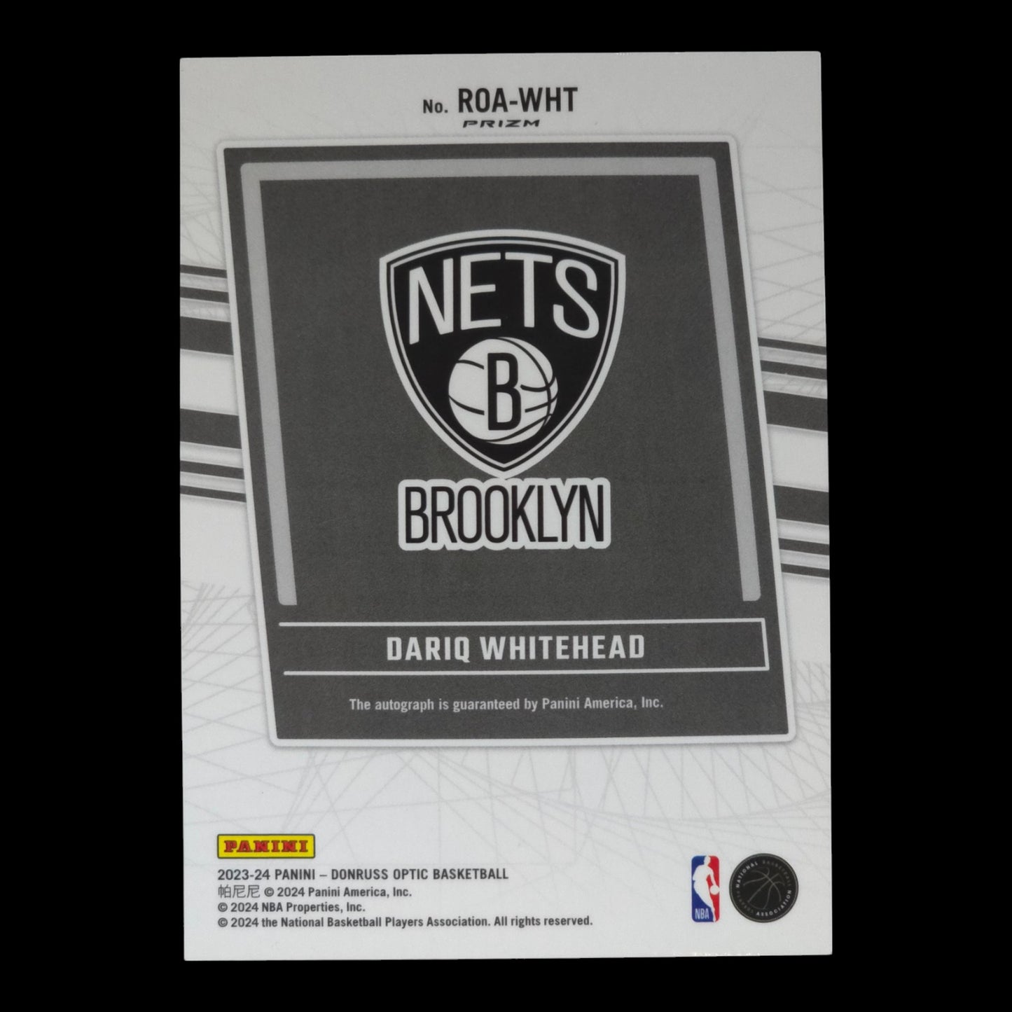2023-24 DARIQ WHITEHEAD Rookie Optics Autographs Red Optic Choice ROA-WHT
