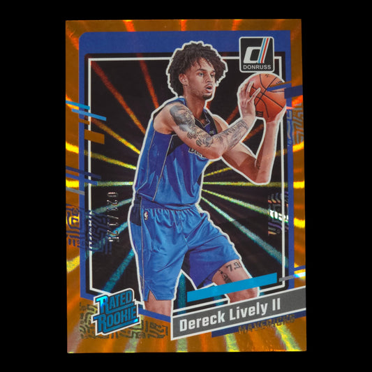 2023-24 DERECK LIVELY II Orange Laser Rated Rookie 21/125 Donruss Mavericks #233