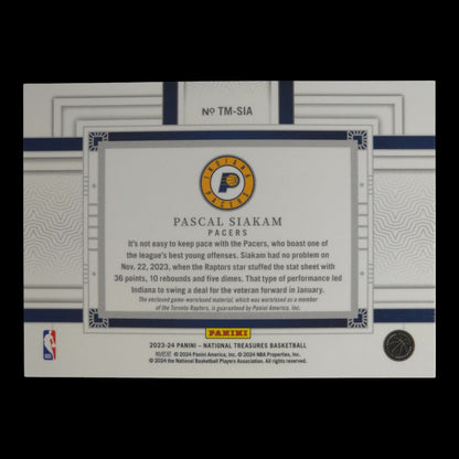 2023-24 PASCAL SIAKAM Tremendous Treasures 21/49 Game Used NT TM-SIA