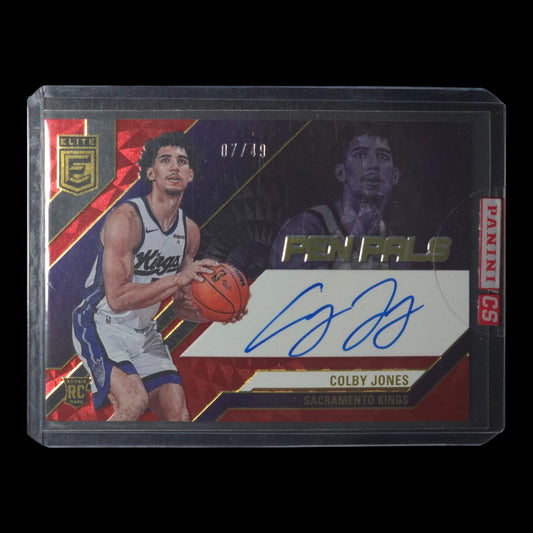 2023-24 COLBY JONES Pen Pals On Card Auto 7/49 Elite Panini Sealed Kings PP-CJS