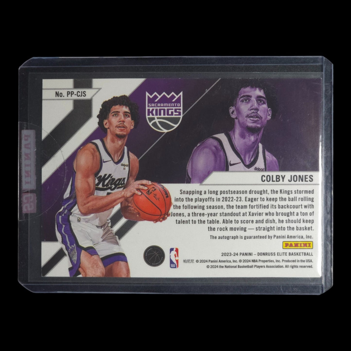 2023-24 COLBY JONES Pen Pals On Card Auto 7/49 Elite Panini Sealed Kings PP-CJS